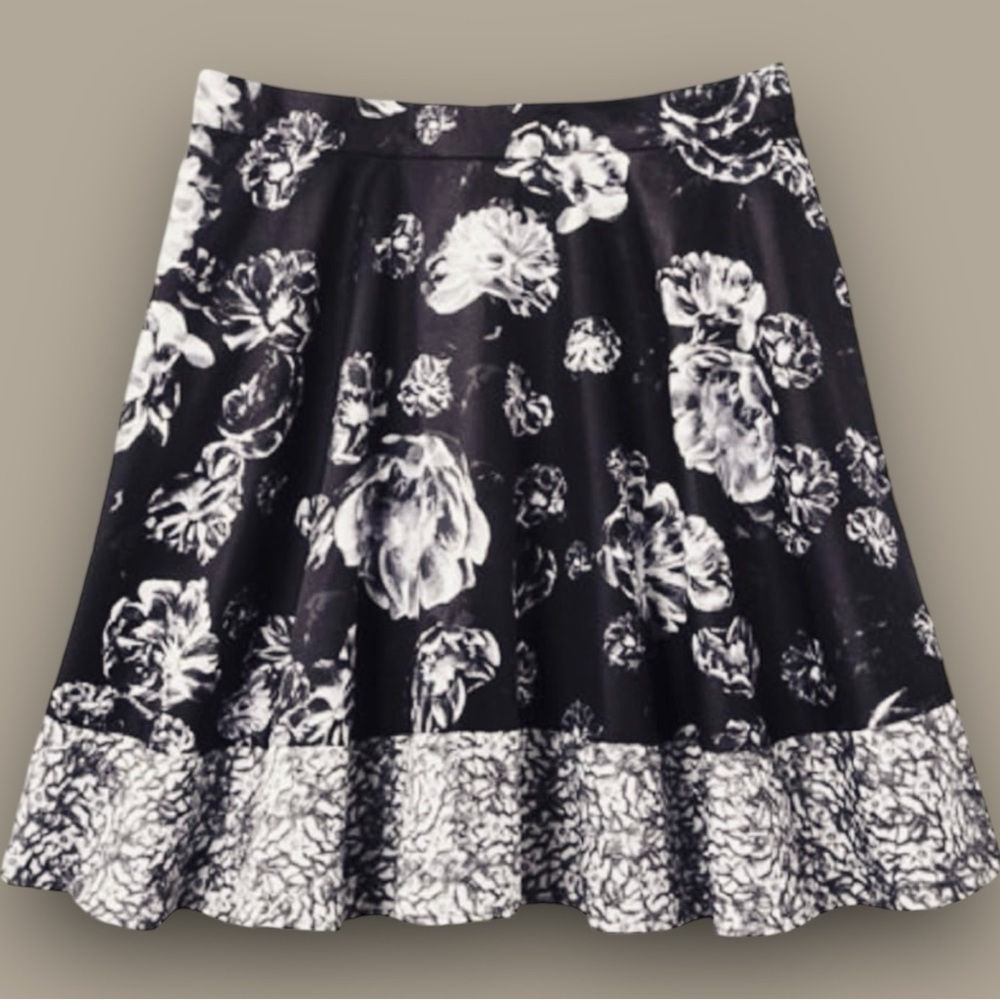 Prabal Gurung for Target Black Multi Floral Print A-Line Mini Skirt Size 2